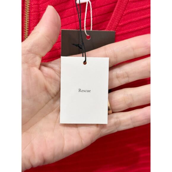 NWT Sandro Paris Ruffus Ribbed Chevron Knit Fit & Flare Mini Dress Red 1 / S - Picture 5 of 6